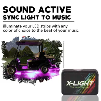X-LIGHT Bluetooth Golf Cart Podvozok Svietiť LED Osvetlenie Auta | RGB Prízvuk Neon Pásy w/Switch | Hudba Aktívny| Milióna Farieb